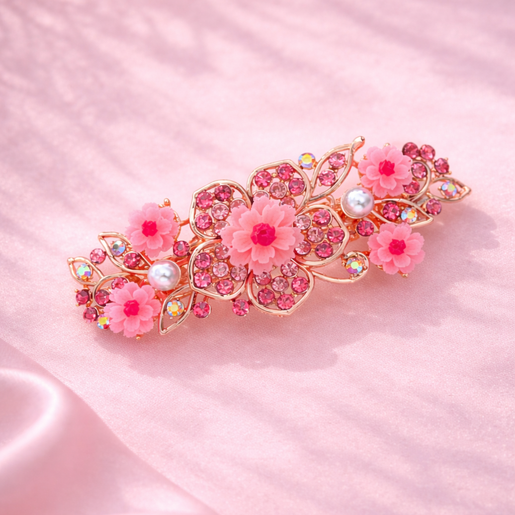 Květinová vintage spona do vlasů Rosalie s francouzským zapínáním3